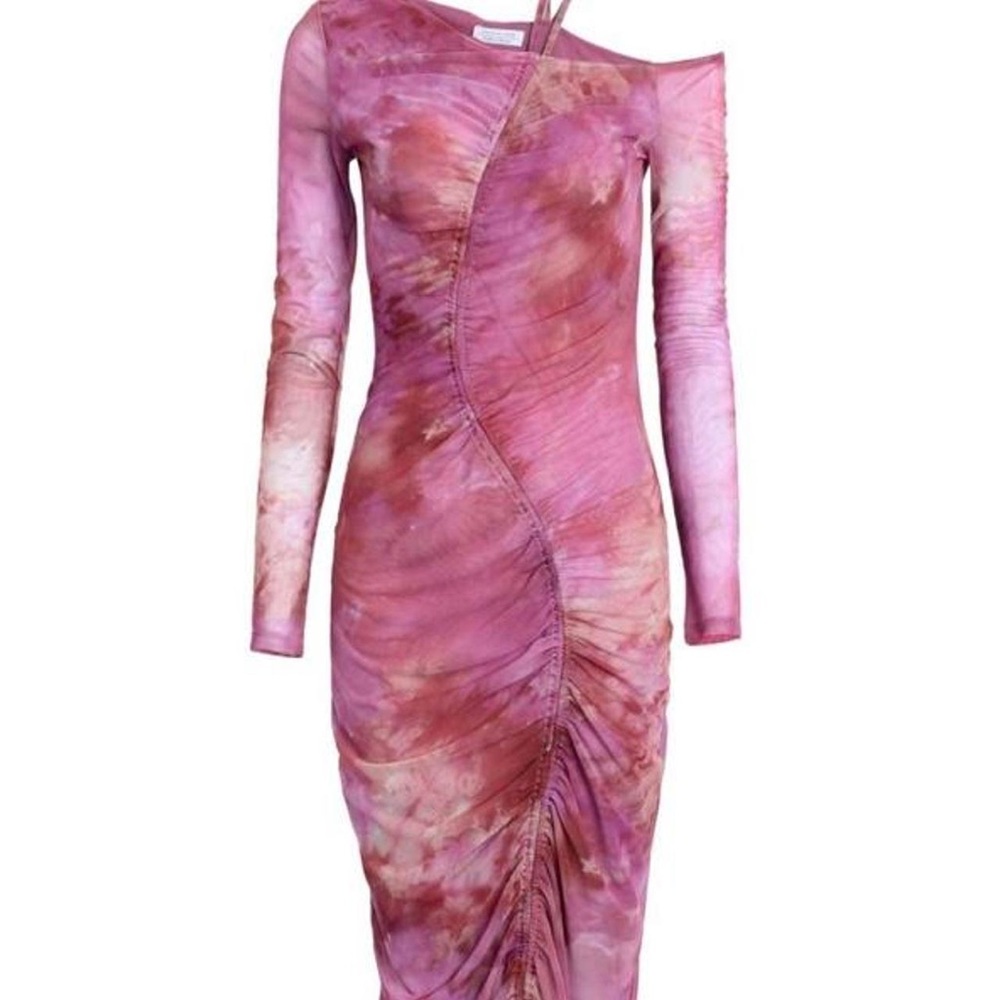 NWT & Other Stories tie-dye mesh ruched midi dress